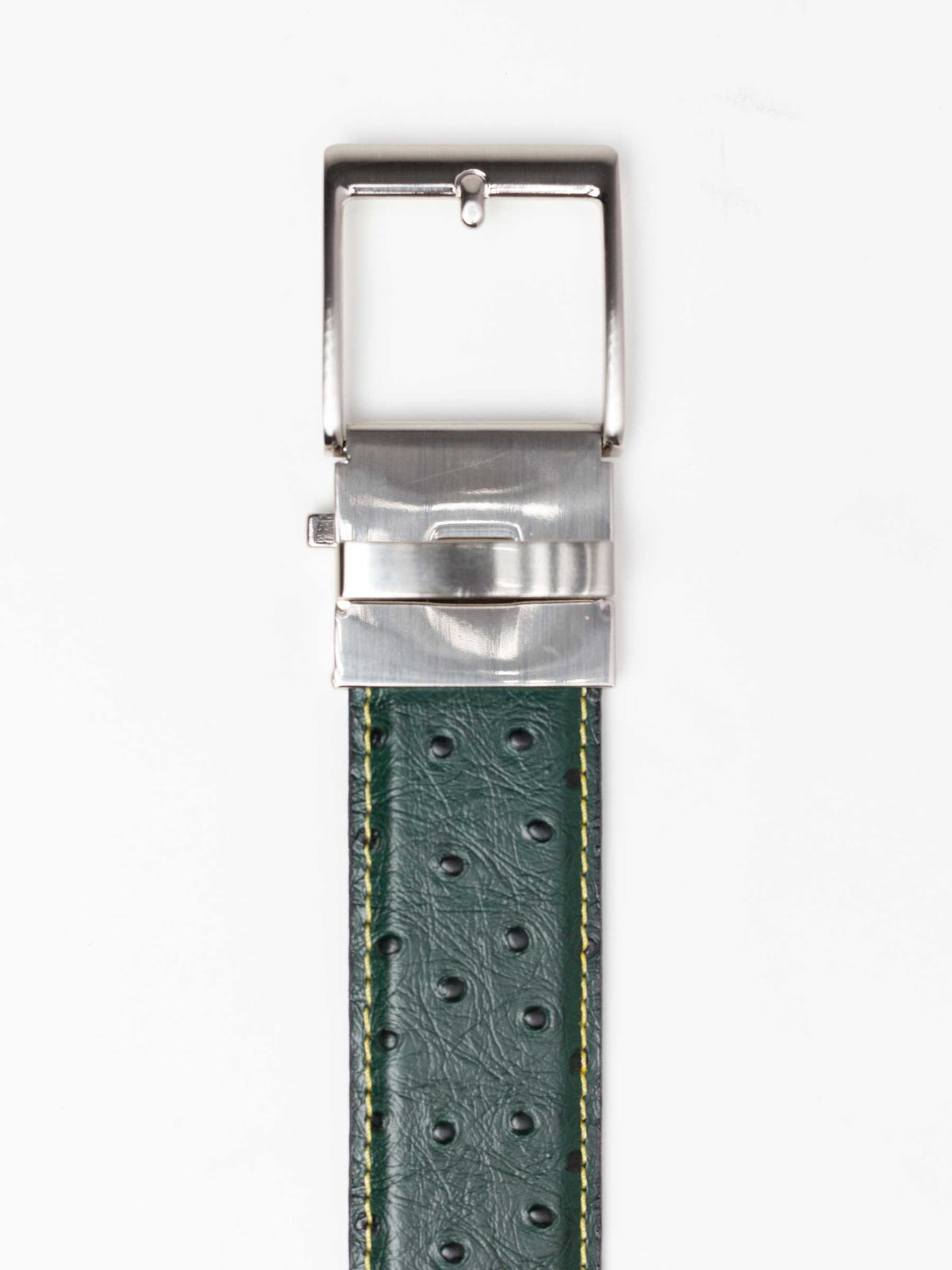 Versace Emerald Green Ostrich Leather Belt with Gold Accents - 100% Authentic 90_1024410-  main image 2