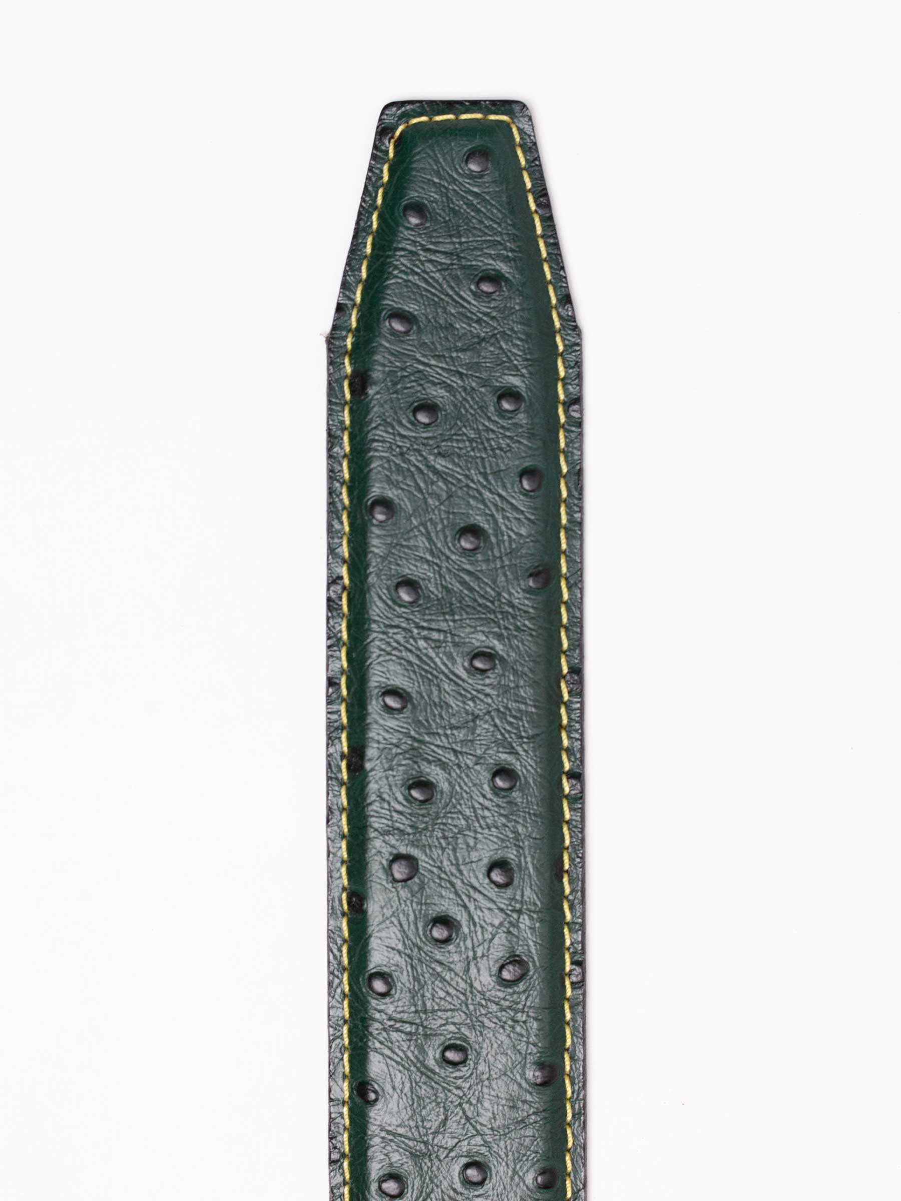 Ostrich Emerald Green w/ Yellow Thread Ratchet Belt 1.575" [40mm]