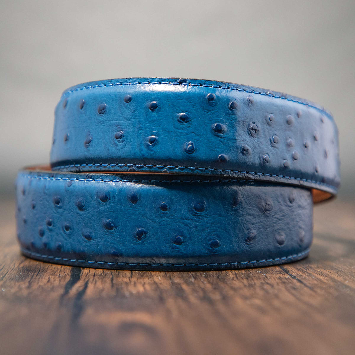 Extremely Rare Blue Stud Limited Edition Exotic Ostrich Skin Leather Belt Jeans Men main image 2