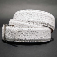 Kayiman White Luxury Ratchet Belt 1.575" Strap [40mm]