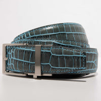 Kayiman Grey & Turquoise Luxury Ratchet Belt 1.575" Strap [40mm]