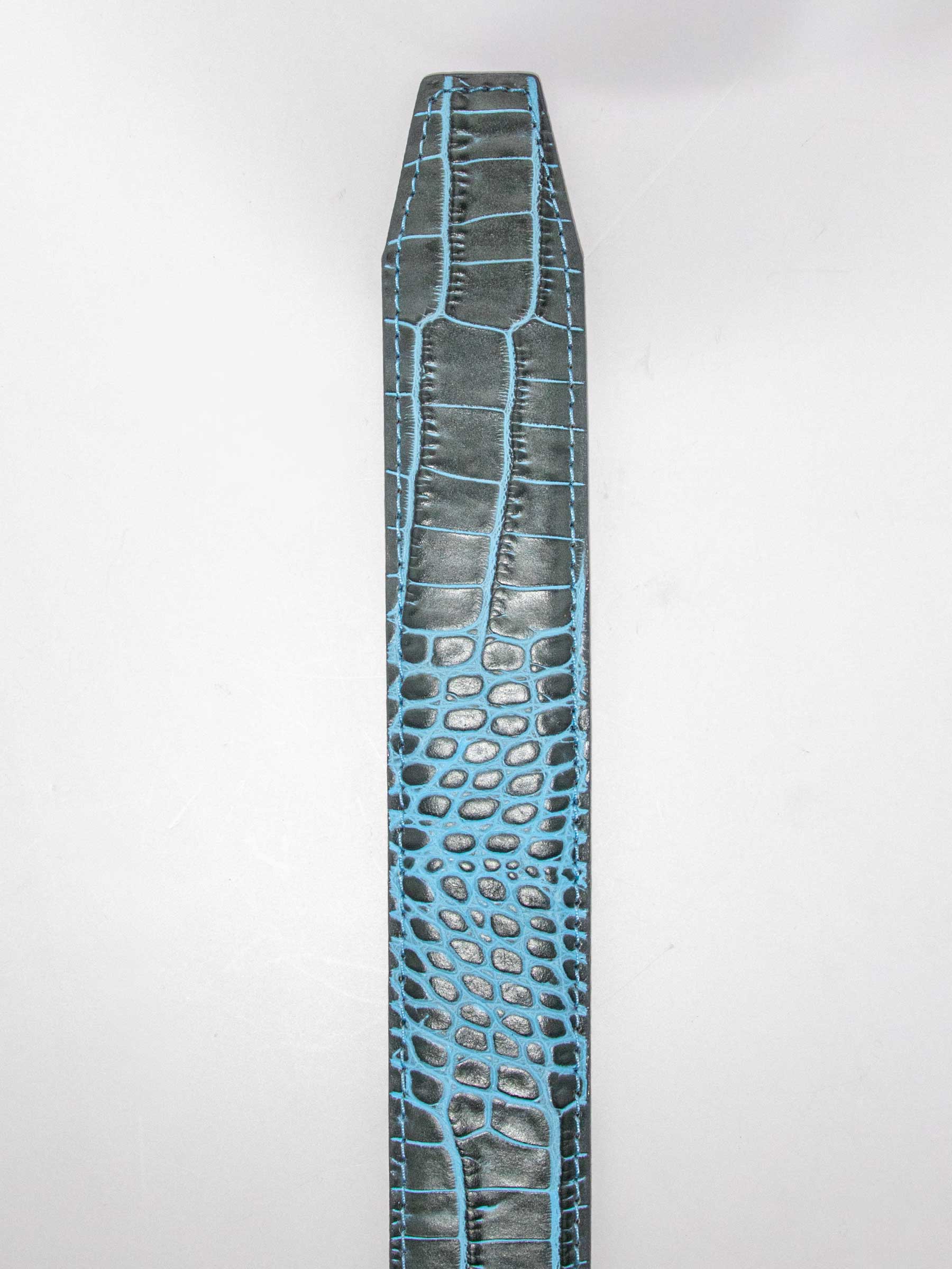 Kayiman Grey & Turquoise Luxury Ratchet Belt 1.575
