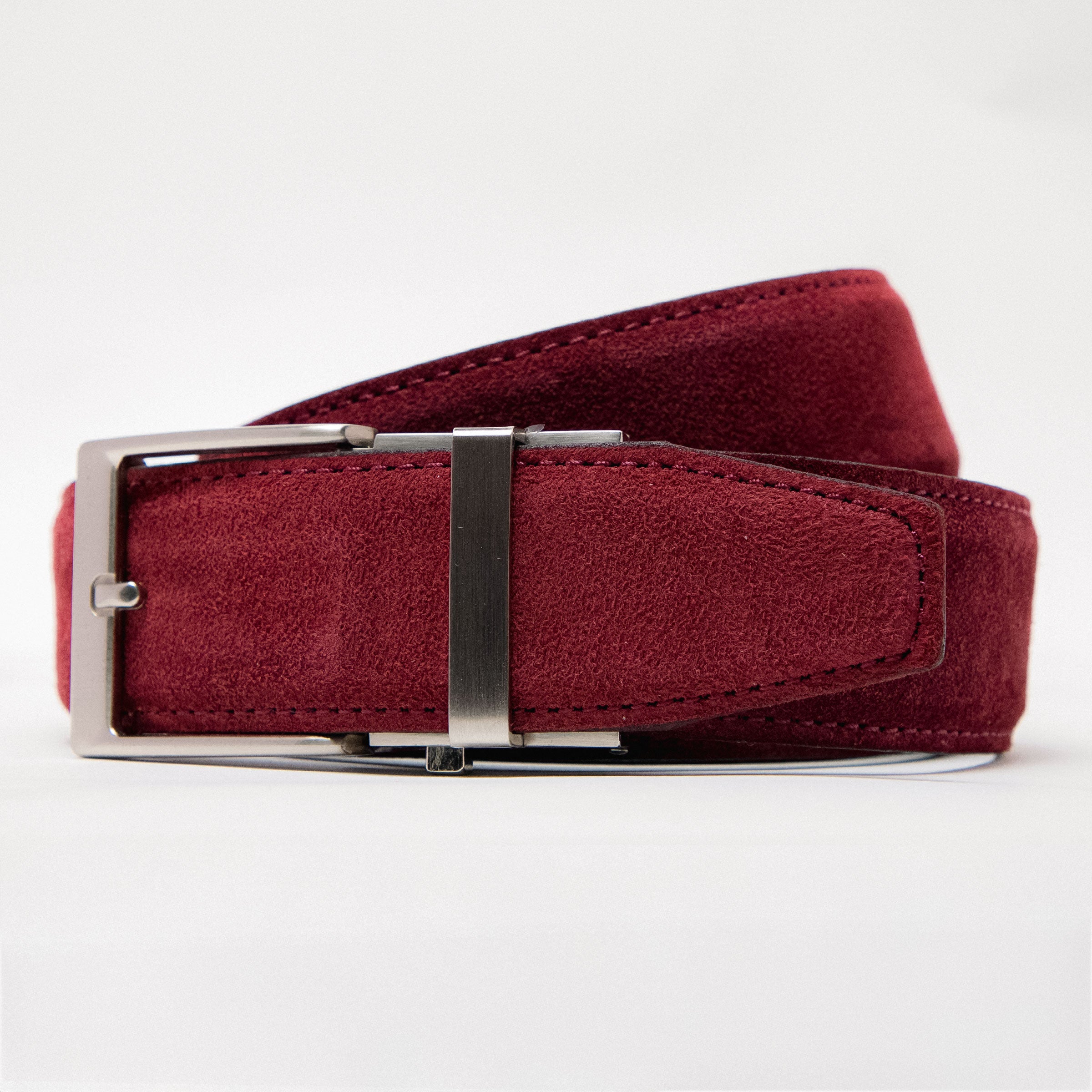 The Bordeaux Standard Suede Maroon Leather Dress Belt, 1.575" [40mm]