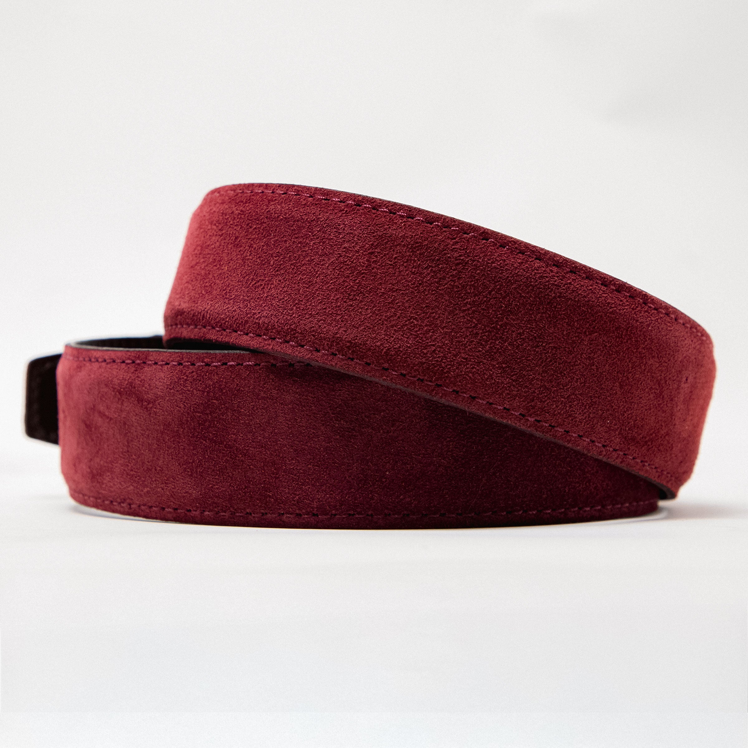 The Bordeaux Standard Suede Maroon Leather Dress Belt, 1.575 The Bordeaux Standard Suede Maroon Leather Dress Belt, 1.575