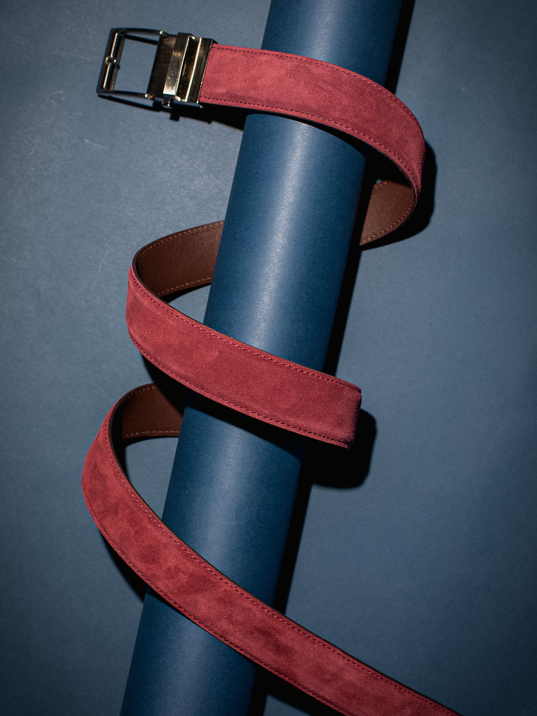 The Bordeaux Standard Suede Maroon Leather Dress Belt, 1.575" [40mm]
