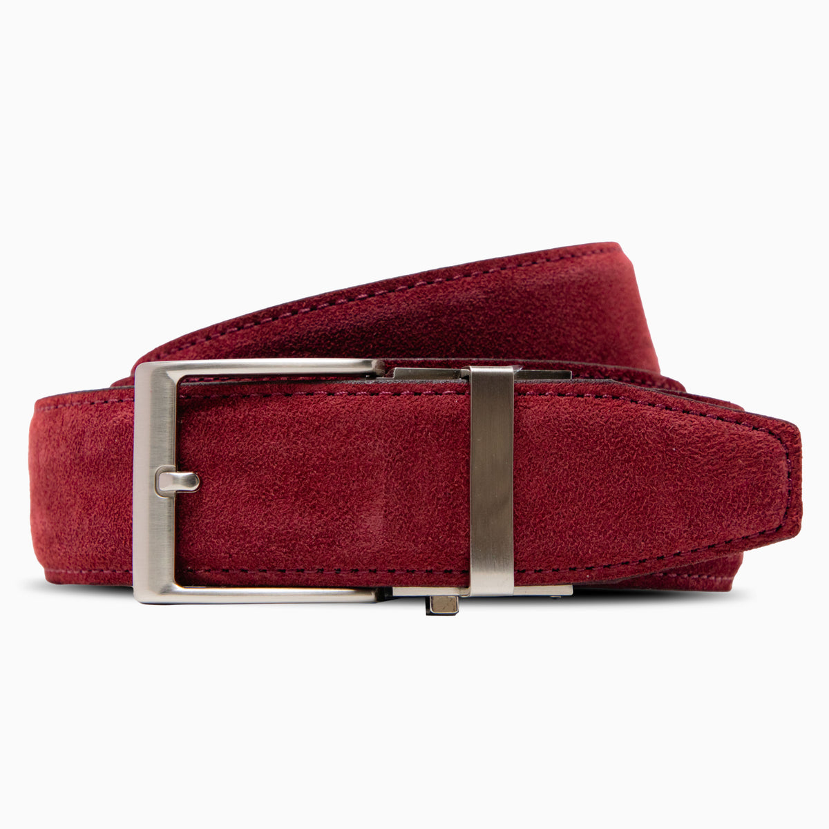 burgundy dress belt mens Nexbelt The Bordeaux Standard Suede Maroon Leather 1.575