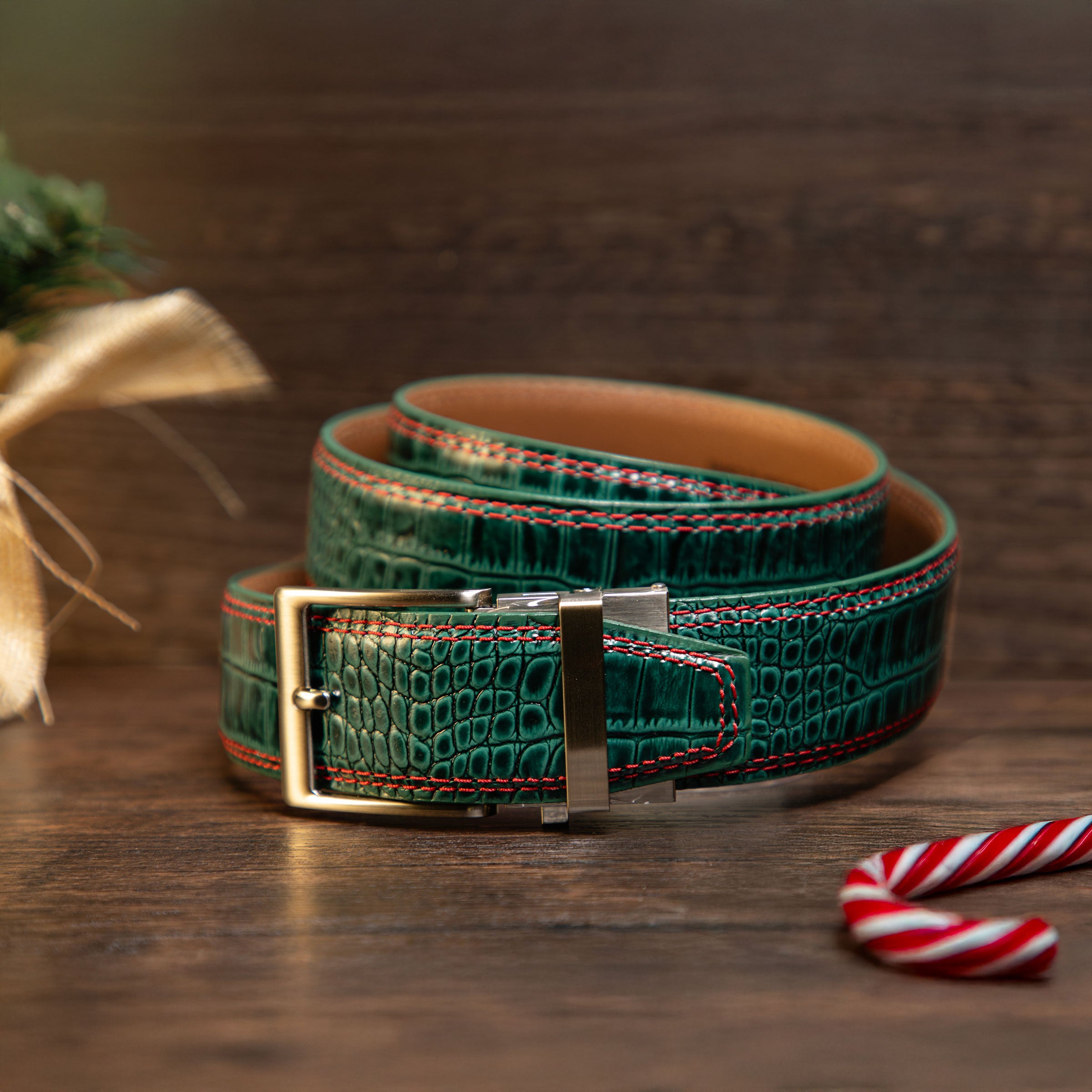 The Kringle Luxe Luxury Ratchet Belt 1.575" [40mm] | Limited Edition Holiday Elegance