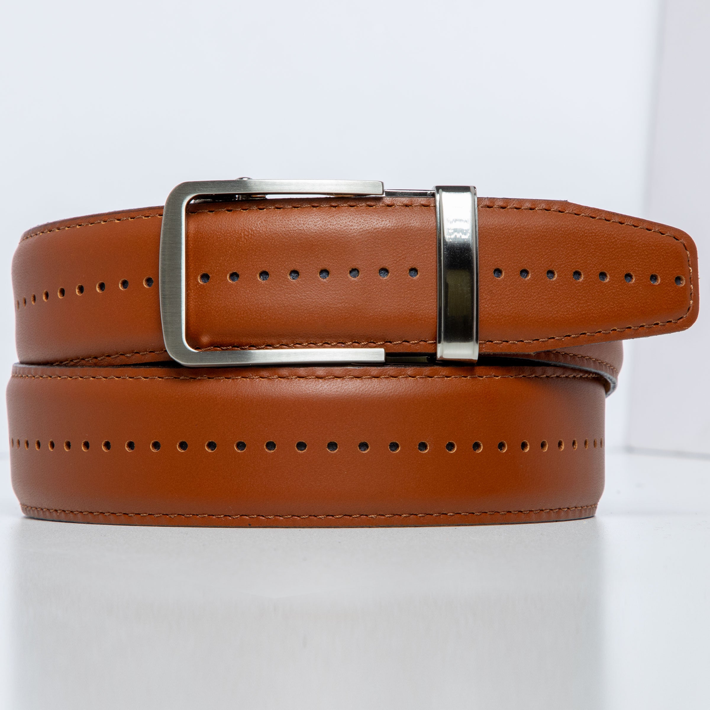 The Daniel Cognac | USA-Made Leather Dress Belt | 1 3/8" Strap, Dress Ratchet Belt