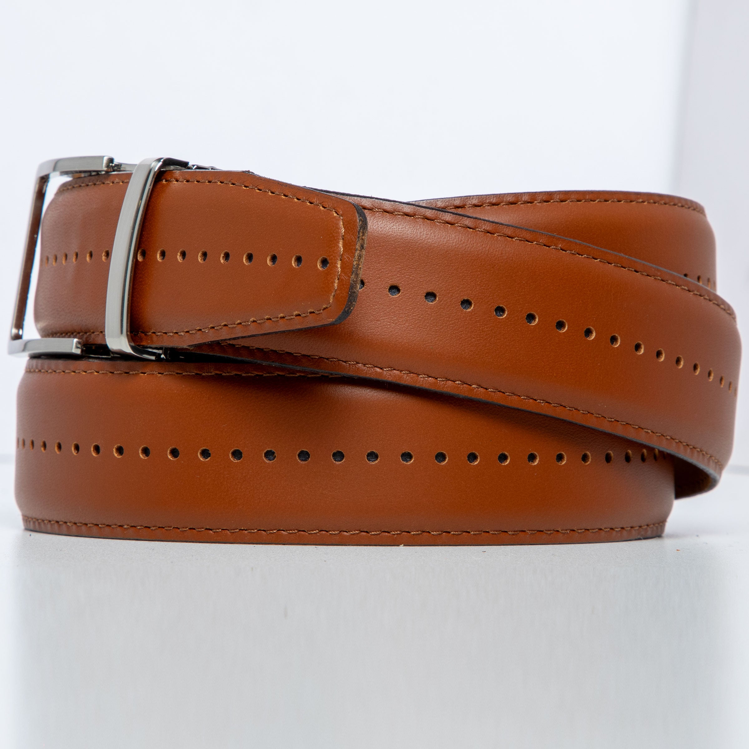 The Daniel Cognac | USA-Made Leather Dress Belt | 1 3/8" Strap, Dress Ratchet Belt