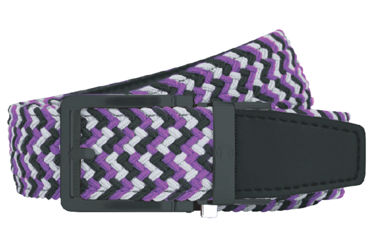Braided Purple, Silver & Black, 1 3/8" Strap, Golf Belt