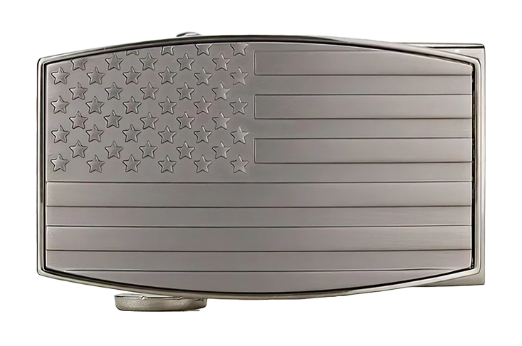 USA Flag Embossed Pewter Aston EDC Buckle, Fits 1 3/8" Straps