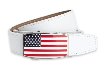 USA Flag Aston White, 1 3/8" Strap, Golf Belt