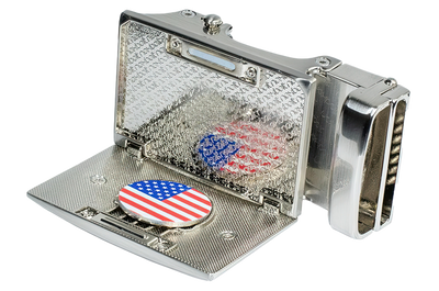 USA Flag Beveled Golf Buckle, Fits 1 3/8" Straps