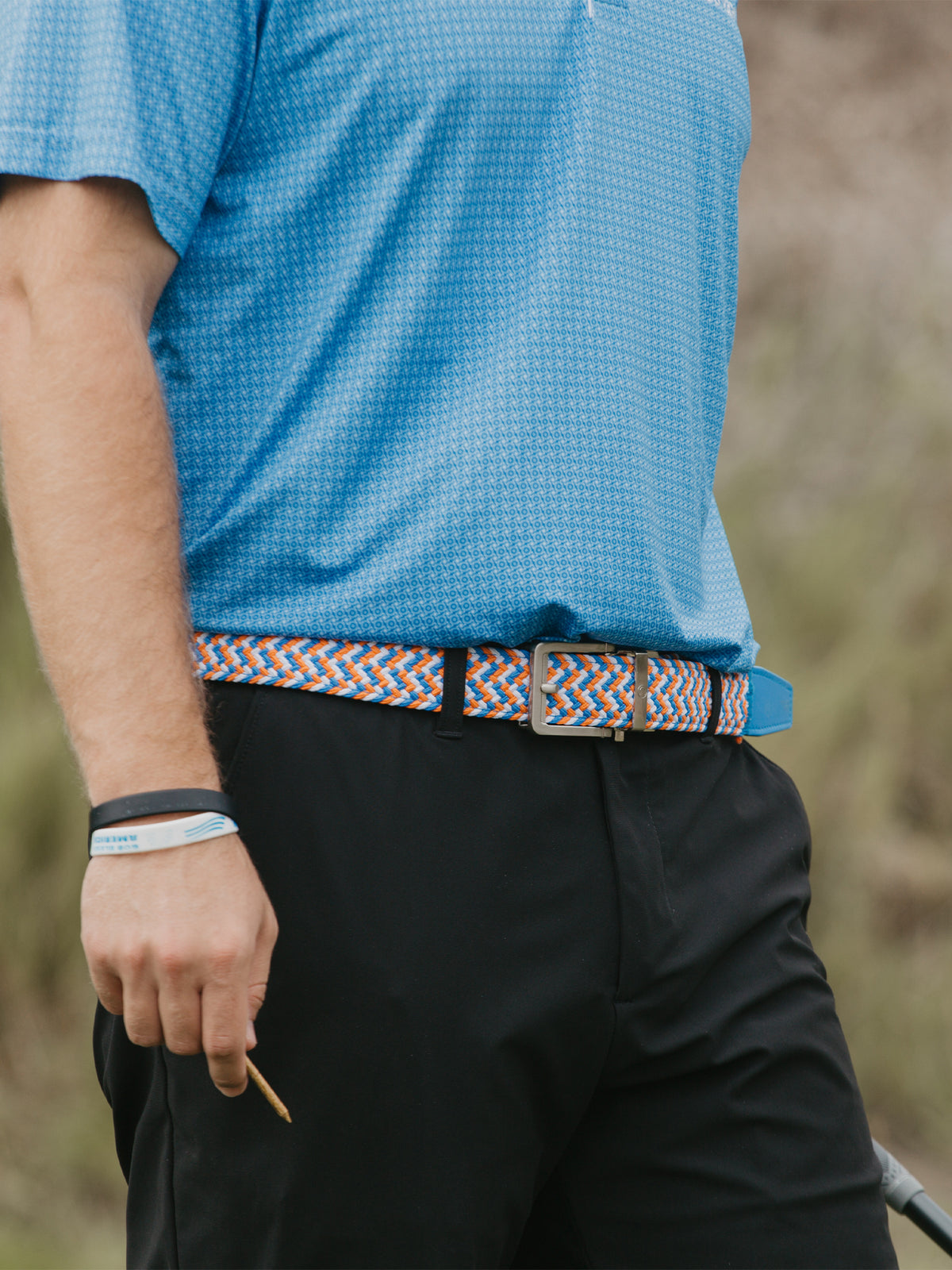 Braided Blue & Orange Golf Ratchet Belt 1.38" [35mm]