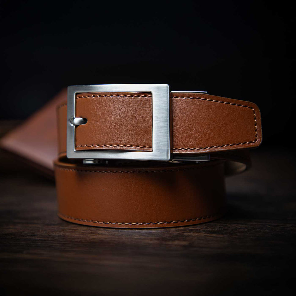 Classic Walnut/Brown Leather Dress Belt