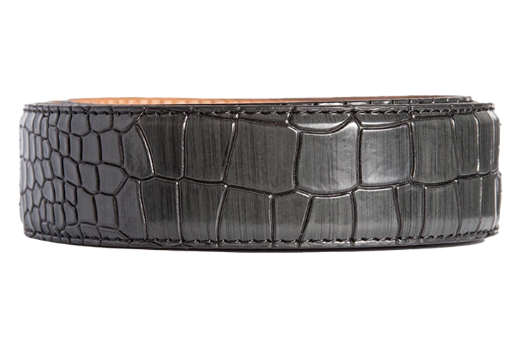 Crocodile Ash Grey, 38mm Leather Dress Strap