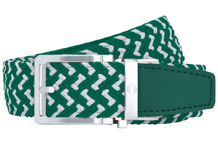 Braided Green & White, 1 3/8" Strap, Golf Belt