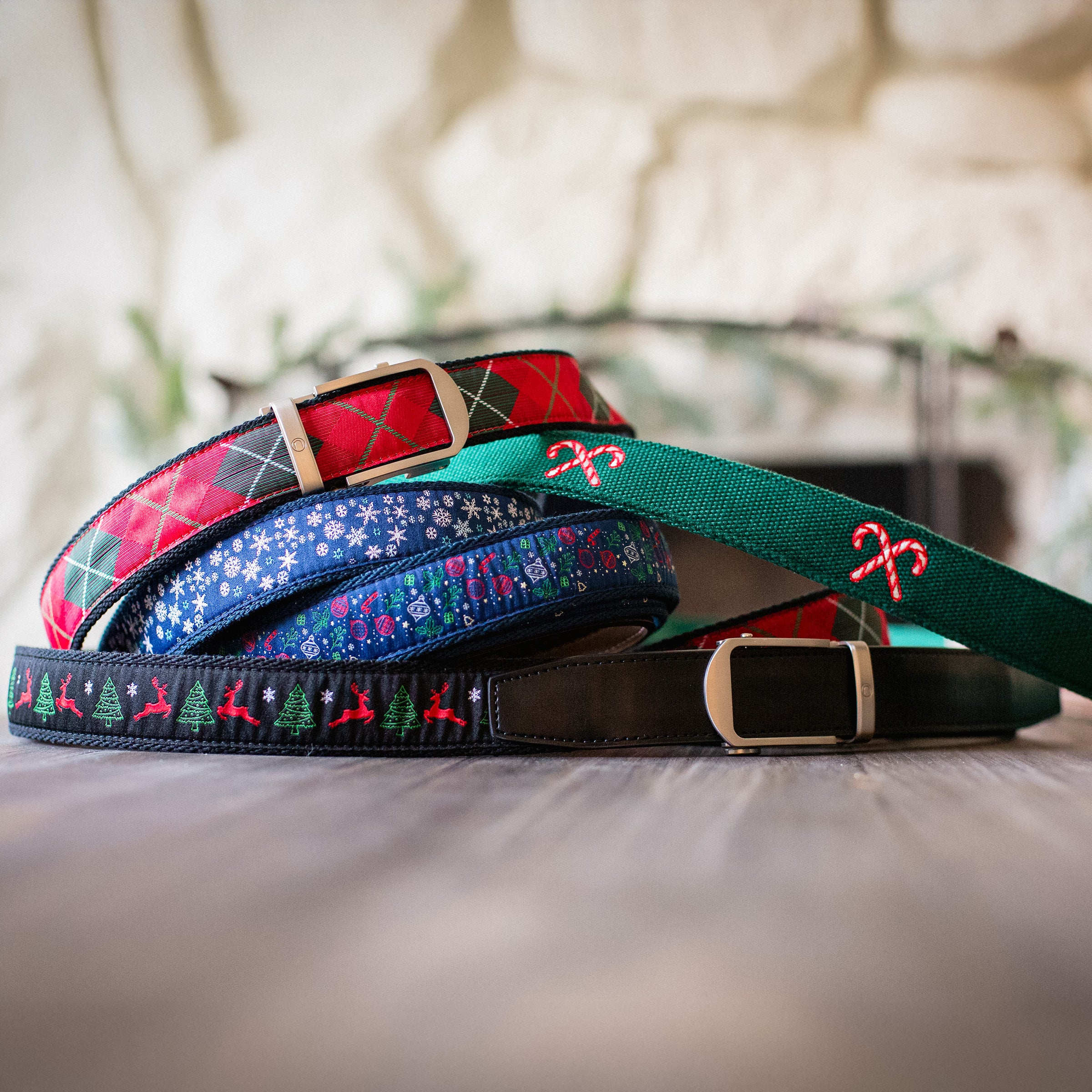 The Holiday Argyle Ribbon Ratchet Belt 1.38" [35mm]