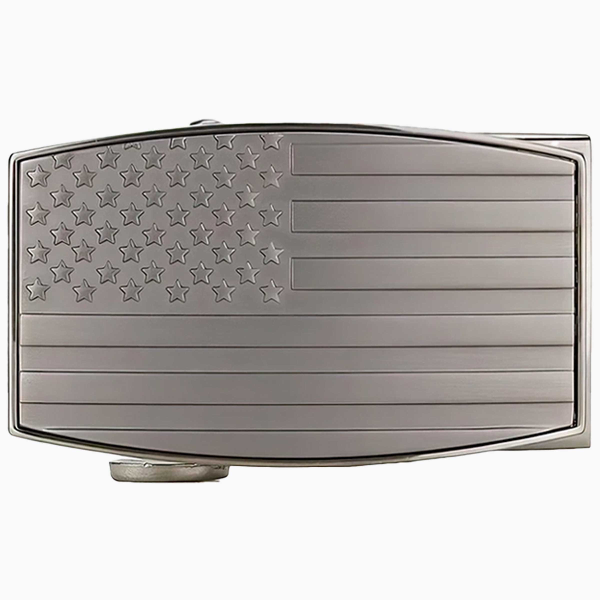 USA Flag Embossed Pewter Aston Dress Buckle, Fits 1.38" [35mm] Straps