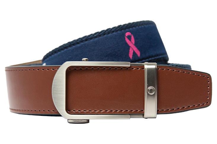 Hampton Navy Pink Ribbon, 1 3/8" Strap, Golf Ribbon Belt