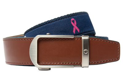 Hampton Navy Pink Ribbon, 1 3/8" Strap, Golf Ribbon Belt