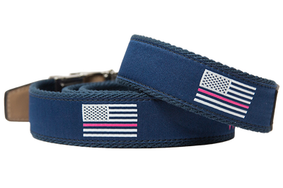 Hampton Navy Pink Ribbon, 1 3/8" Strap, Golf Ribbon Belt